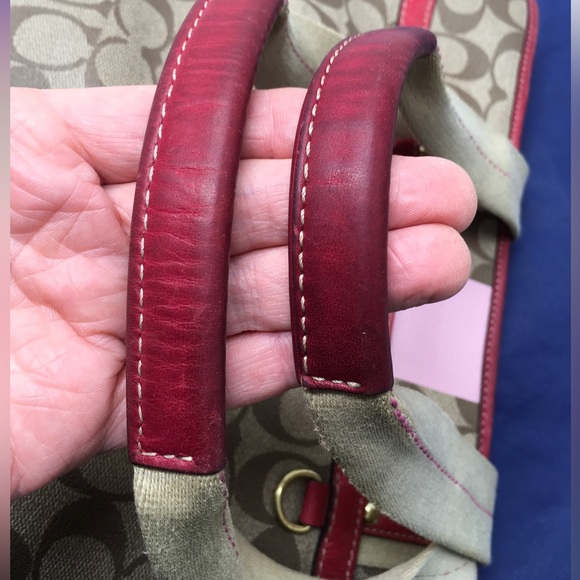 Coach Heritage Stripe Signature Tote Shoulder Bag 11350 Canvas Pink Stripe - Picture 8 of 16